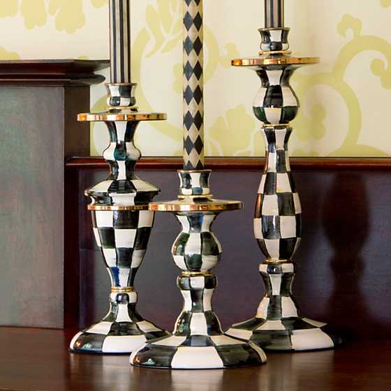 MacKenzie-Childs Courtly Check Small Enamel Candlestick