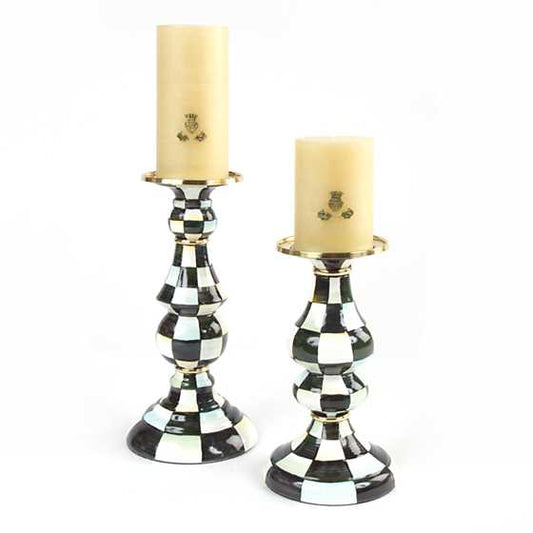 MacKenzie-Childs Courtly Check Medium Pillar Candlestick