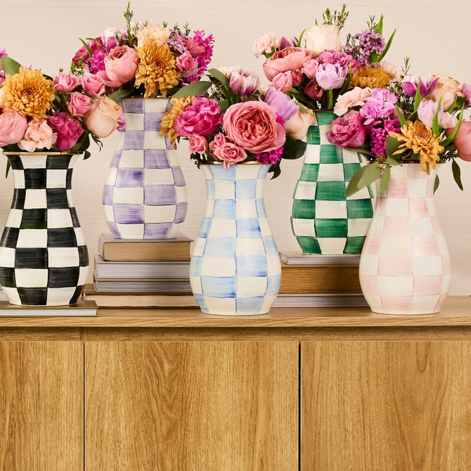 Sky Check Tall Vase