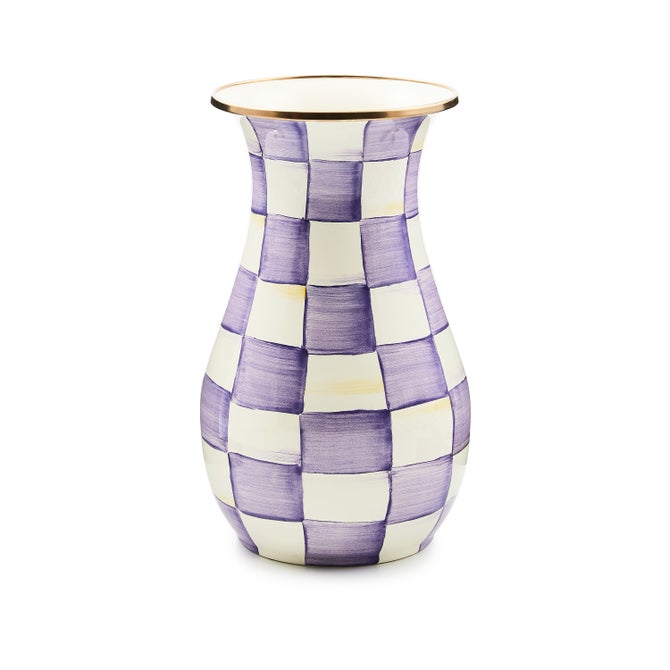 MacKenzie-Childs Violet Check Tall Vase