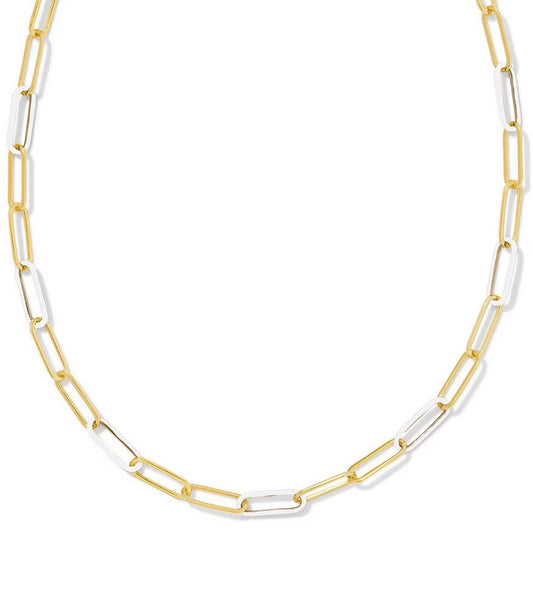 Kendra Scott Ainsley Gold Convertible Chain Necklace in White Enamel