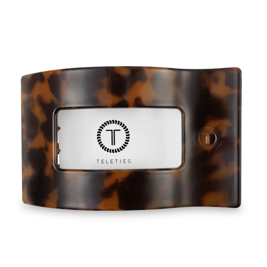 TELETIES Flat Rectangle Hair Clip | Large | Tortoise