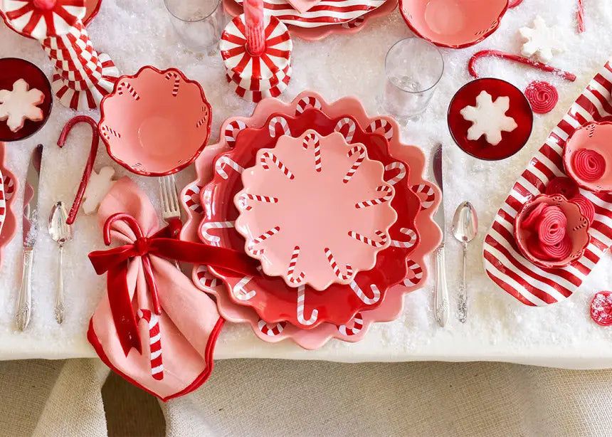 Coton Colors Provence Candy Cane Scallop Salad Plate