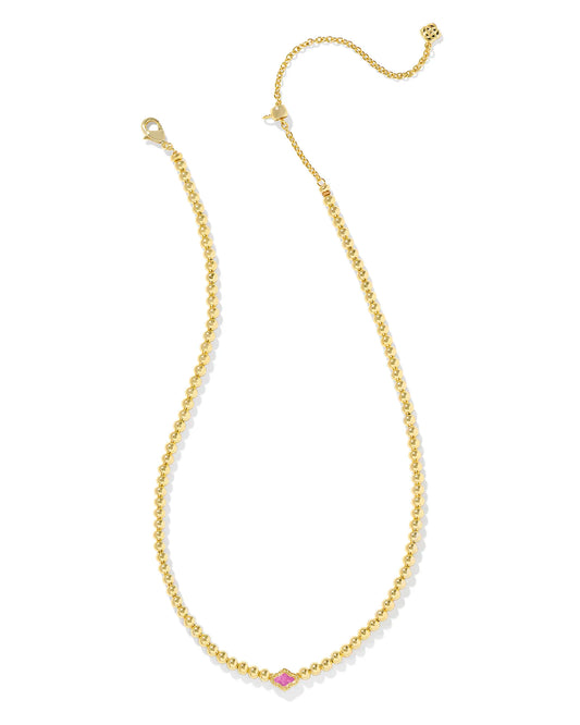 KENDRA SCOTT Abbie Gold Beaded Necklace in Azalea Illusion