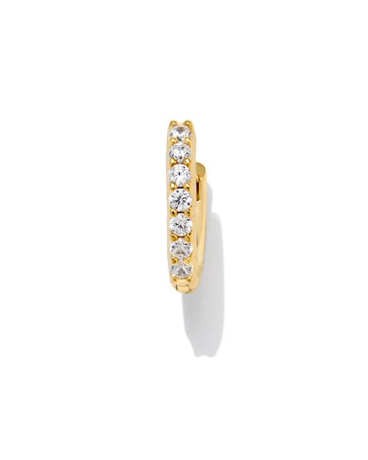 KENDRA SCOTT Addison Gold Crystal Single Huggie Earring in White CZ