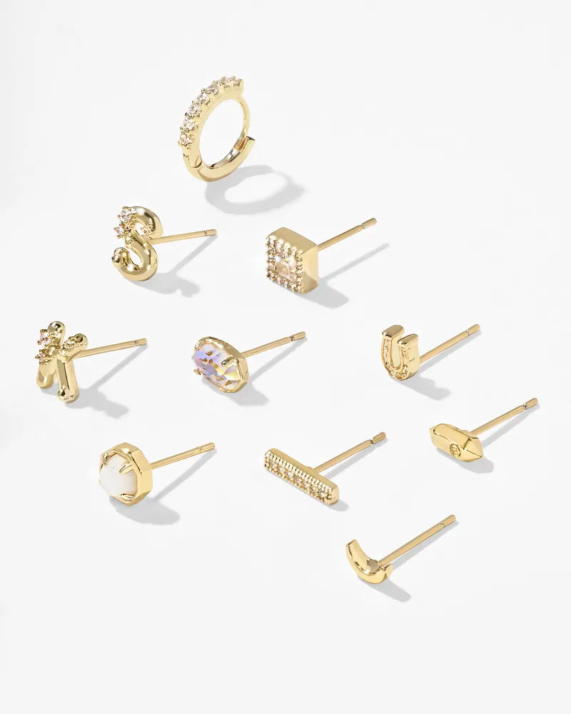 KENDRA SCOTT Addison Gold Crystal Single Huggie Earring in White CZ