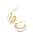 KENDRA SCOTT Ainsley Gold Huggie Earrings in White Enamel