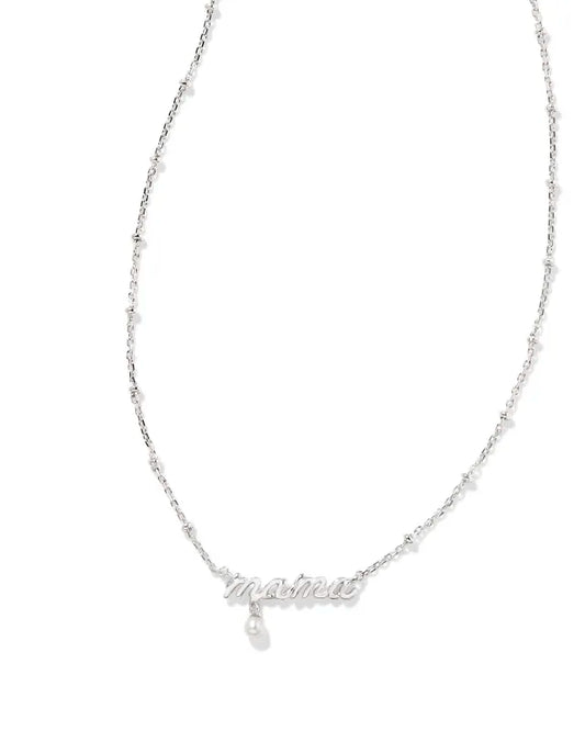 KENDRA SCOTT Mama Script Pendant Necklace in Silver