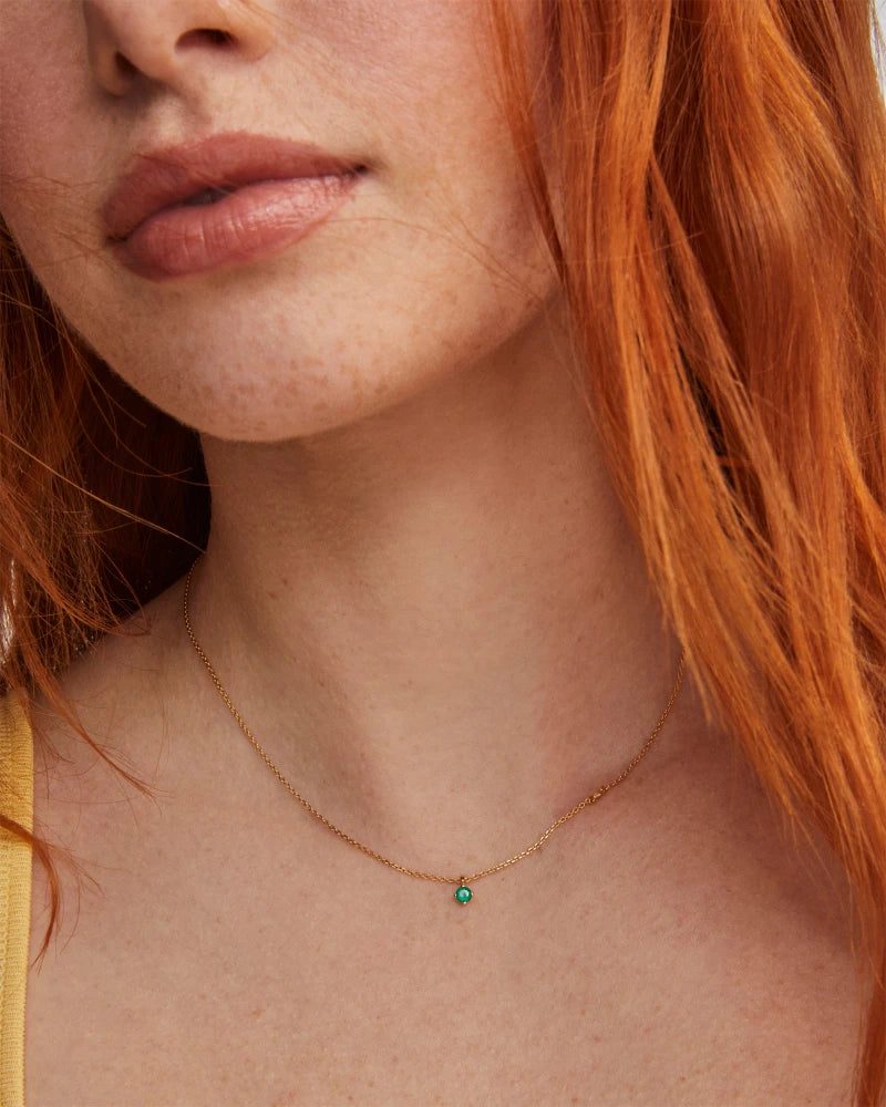 KENDRA SCOTT Maisie 18k Gold Vermeil Pendant Necklace in Green Onyx