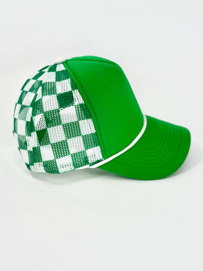 Checkered Mesh Back Foam Trucker Cap
