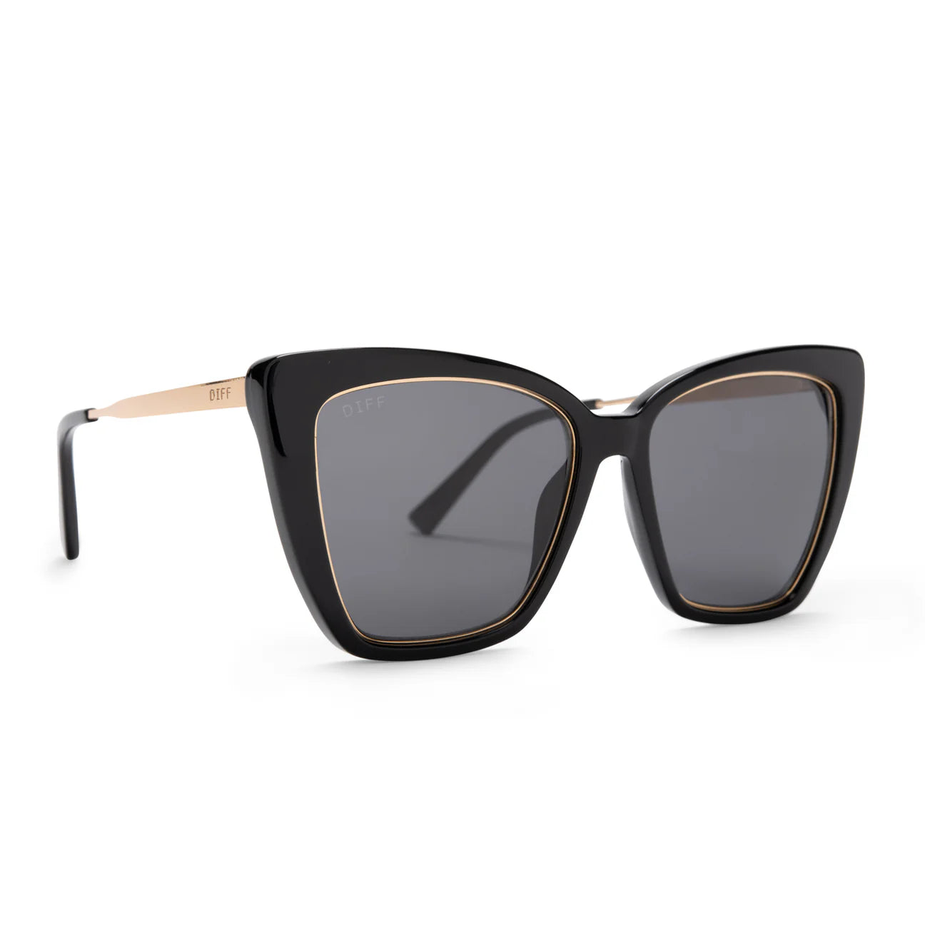 DIFF Eyewear Becky IV Hazel Tortoise & Grey Lens Diff Becky IV Sunglasses-Amber Tortoise – Emma Laura main image 2