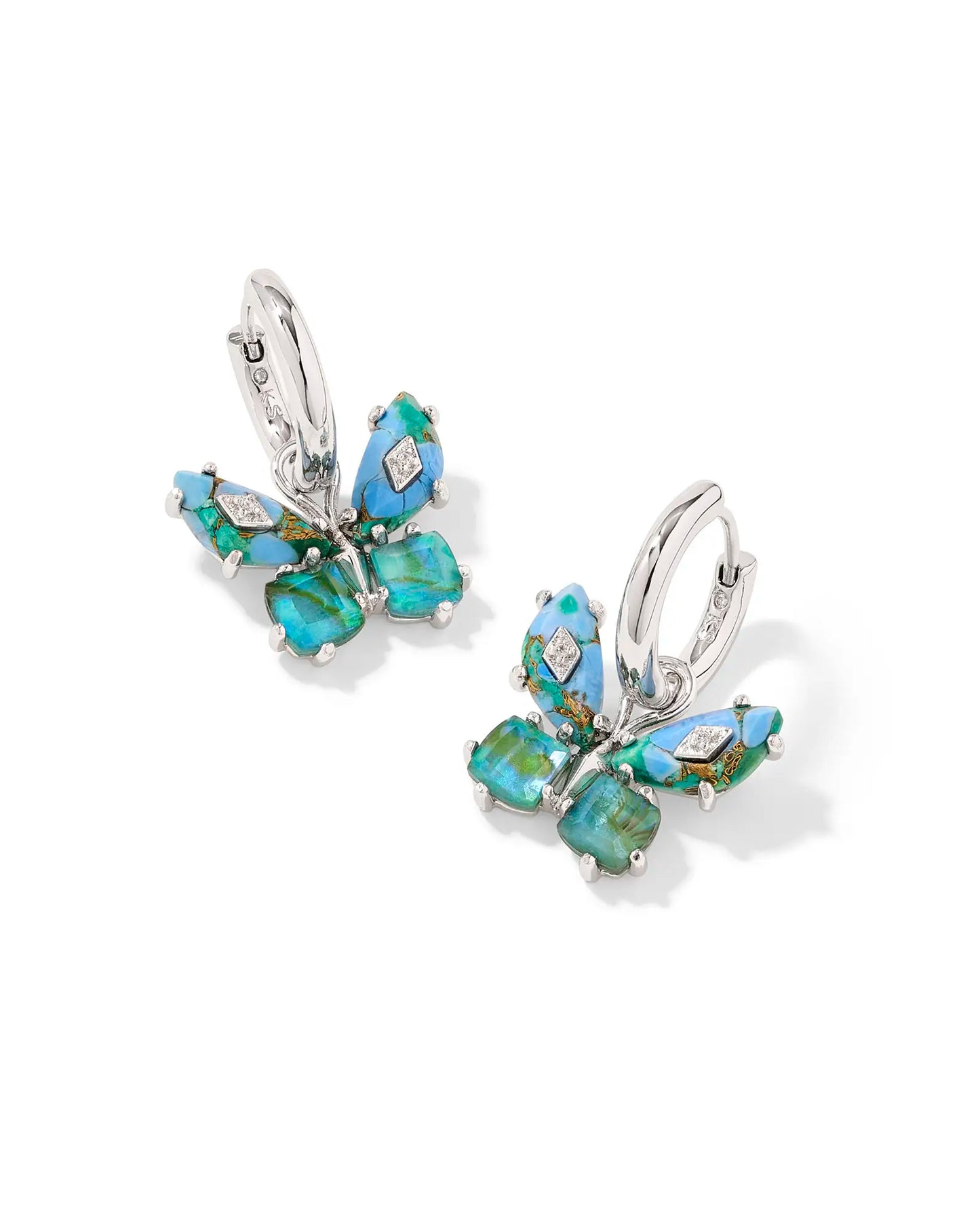 KENDRA SCOTT Bianca Butterfly Silver Huggie Earrings