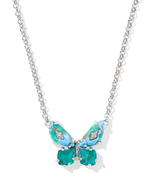 KENDRA SCOTT Bianca Butterfly Silver Short Pendant Necklace