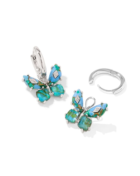 KENDRA SCOTT Bianca Butterfly Silver Huggie Earrings