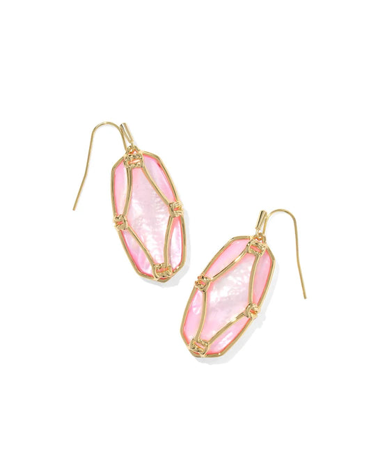 KENDR SCOTT Elle Lattice Frame Gold Drop Earrings