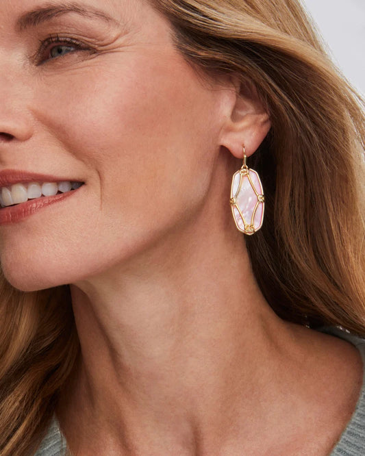 KENDR SCOTT Elle Lattice Frame Gold Drop Earrings