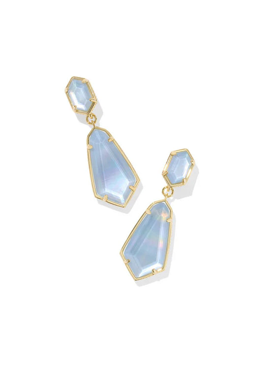 KENDRA SCOTT Hallie Convertible Drop Earrings Gold/Sky Blue MOP