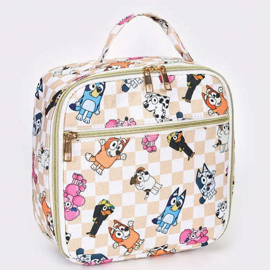 Kids Checkered Character Lunch Boxes Bag