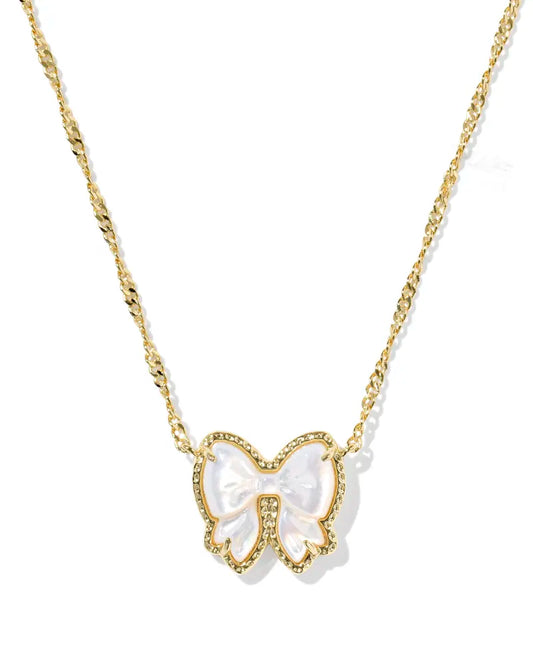 KENDRA SCOTT Haley Bow Gold Short Pendant Necklace