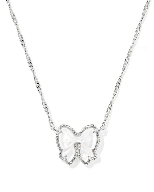 KENDRA SCOTT Haley Bow Silver Short Pendant Necklace