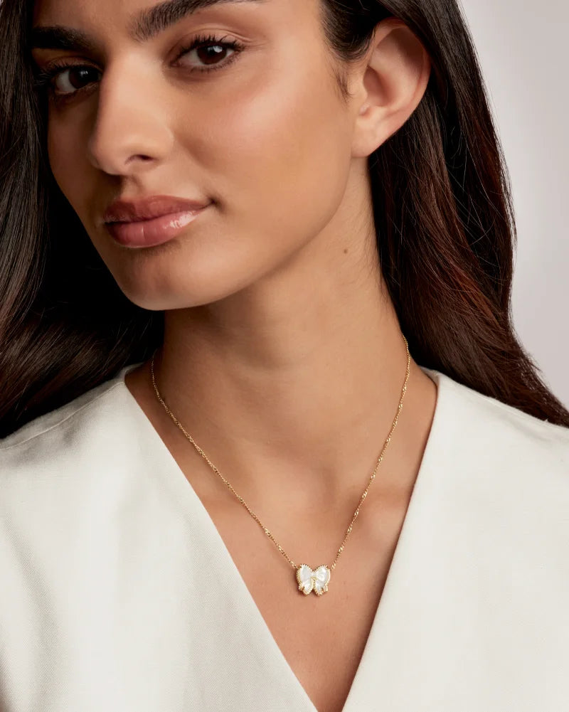 KENDRA SCOTT Haley Bow Gold Short Pendant Necklace