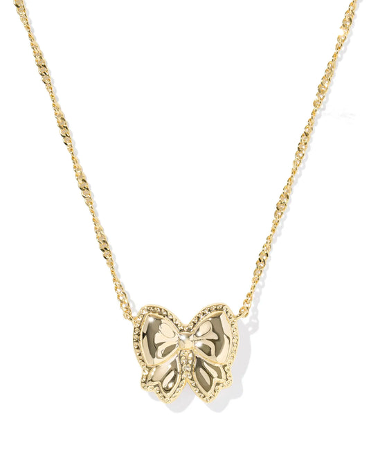 KENDRA SCOTT Haley Bow Gold Short Pendant Necklace