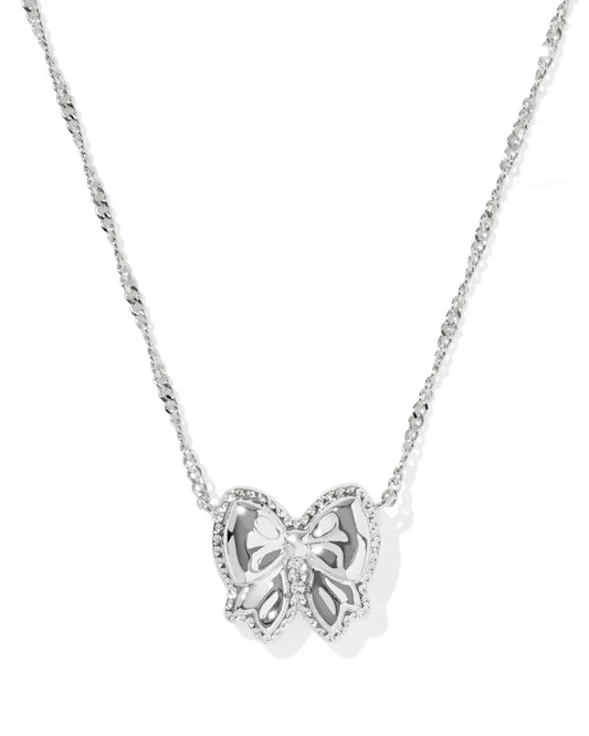 KENDRA SCOTT Haley Bow Silver Short Pendant Necklace
