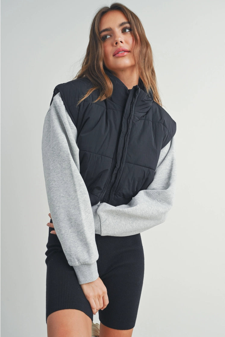 Fall Zip-Up Crop Puffer Fall Vest