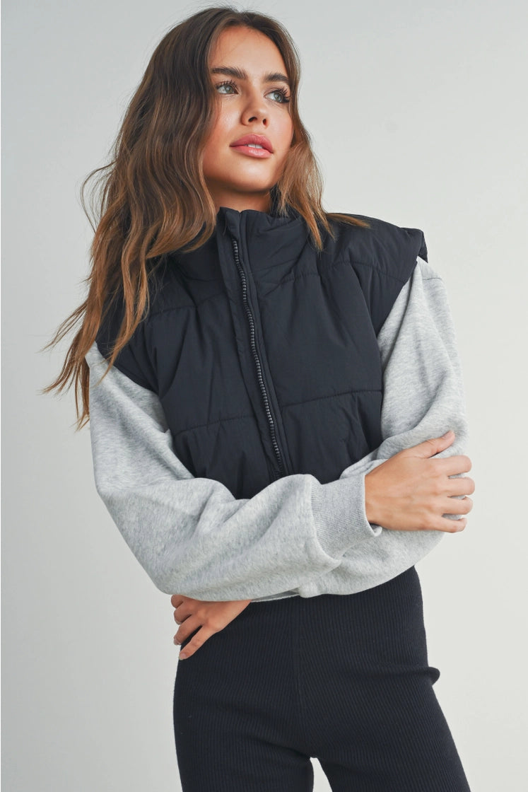 Fall Zip-Up Crop Puffer Fall Vest