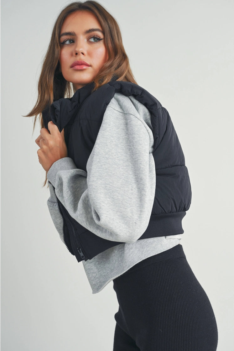 Fall Zip-Up Crop Puffer Fall Vest