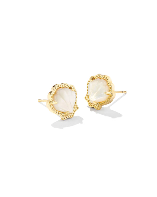 KENDRA SCOTT Brynne Shell Gold Stud Earrings