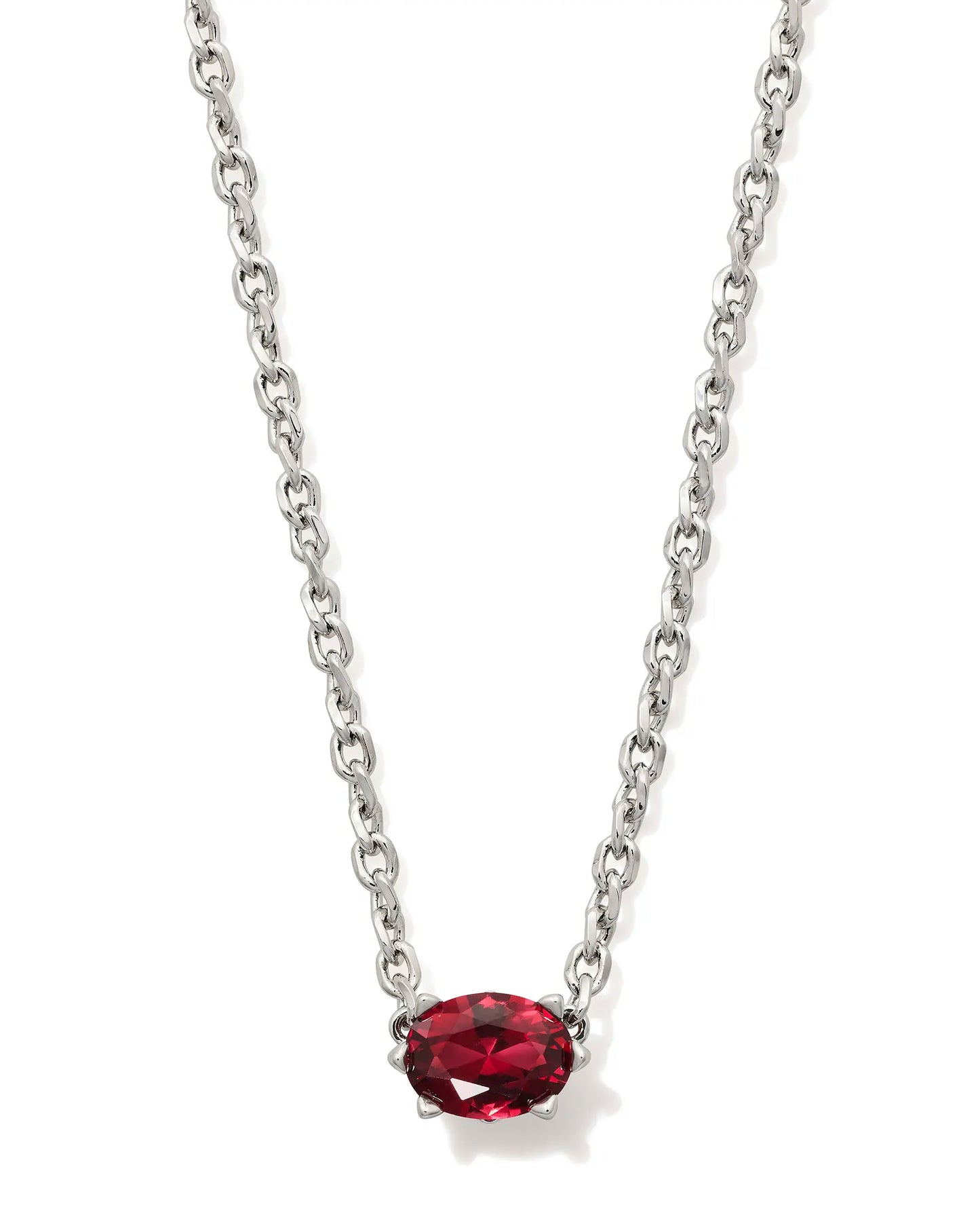 Cailin Silver Pendant Necklace in Burgundy Crystal