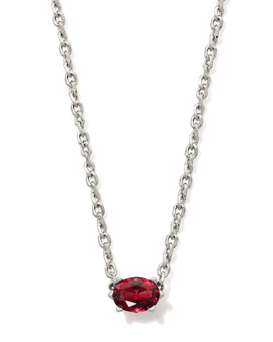 Cailin Silver Pendant Necklace in Burgundy Crystal