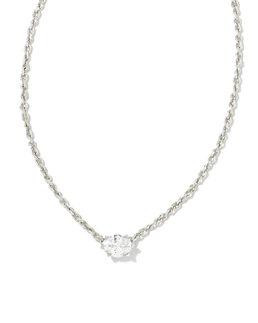 KENDRA SCOTT Cailin Silver Pendant Necklace in White Crystal