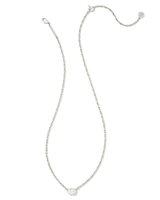 KENDRA SCOTT Cailin Silver Pendant Necklace in White Crystal