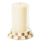 Mocha Check Pillar Glass Candle Holder