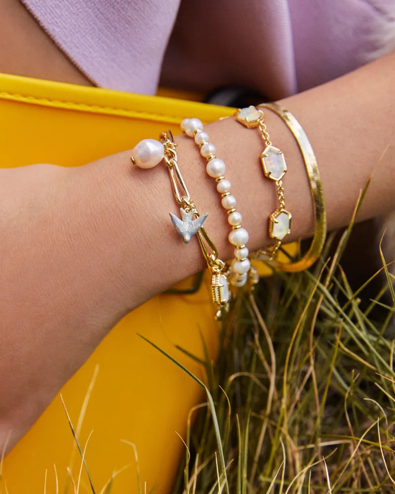 KENDRA SCOTT Melody Gold Charm Bracelet in Freshwater Cultured Pearl