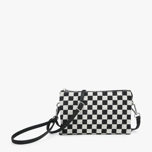 Riley Checkered 3 Compartment Crossbody/Wristlet