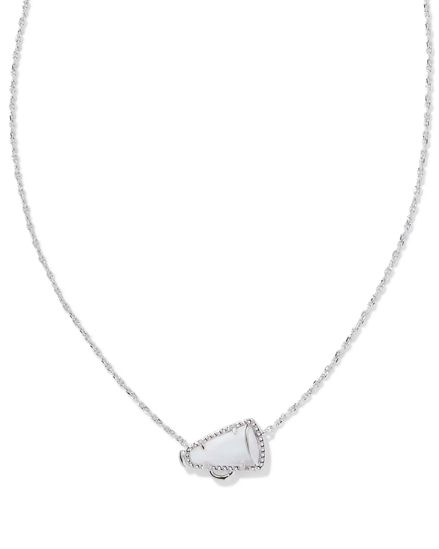 KENDRA SCOTT Cheer Silver Short Pendant Necklace in White Mother-of-Pearl