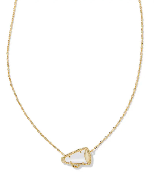 KENDRA SCOTT Cheer Gold Short Pendant Necklace in White Mother-of-Pearl