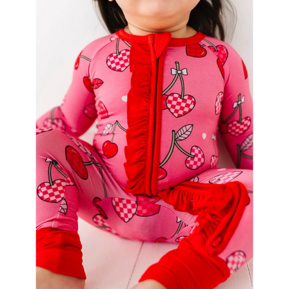 Kiki + Lulu Cherry Convertible Footies with Ruffle