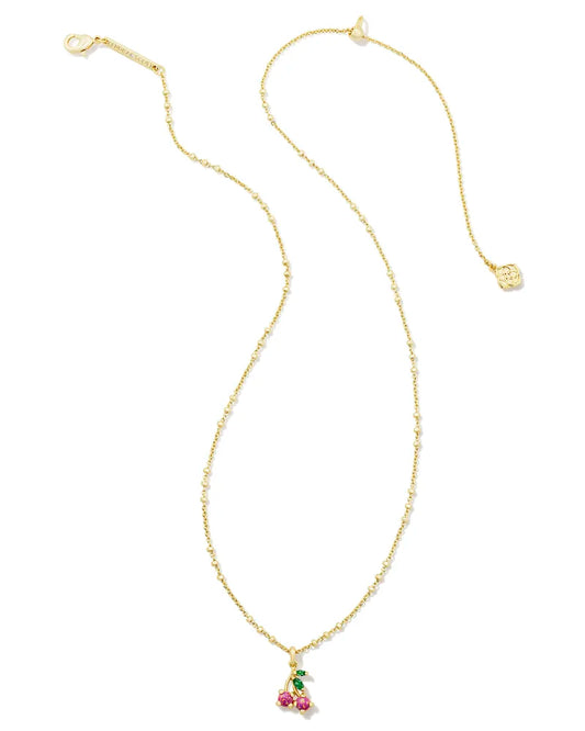 KENDRA SCOTT Cherry Gold Short Pendant Necklace in Berry Kyocera Opal