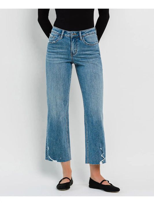 FLYING MONKEY High Rise Crop Slim Wide Jeans