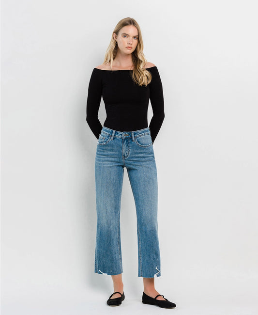 FLYING MONKEY High Rise Crop Slim Wide Jeans