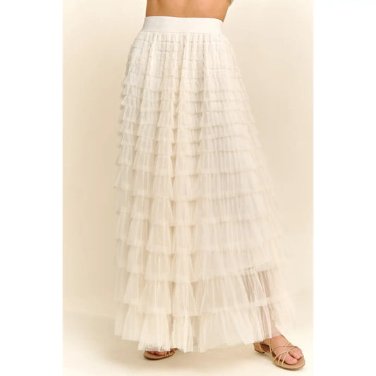 Cascading Tulle Mesh Tiered Max Skirt
