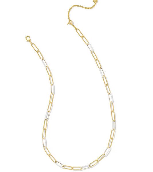 Kendra Scott Ainsley Gold Convertible Chain Necklace in White Enamel