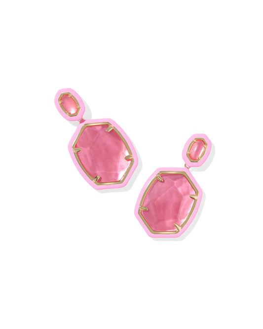 KENDRA SCOTT Daphne Enamel Frame Gold Drop Earrings