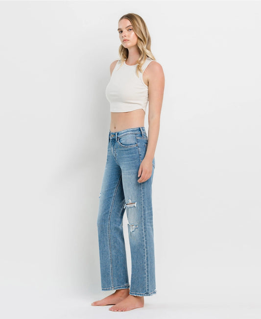 VERVET by FLYING MONKEY High Rise Distressed Slim Wide Jeans