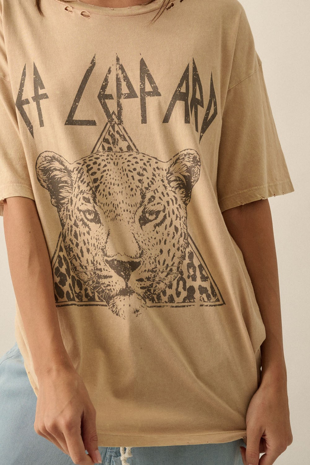 Def Leppard Leopard Animal Oversize Graphic Tee