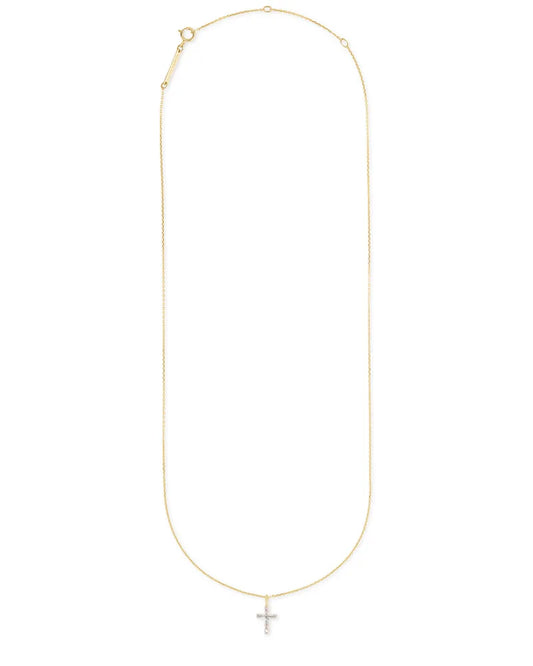 KENDRA SCOTT Cross 14k Yellow Gold Pendant Necklace in White Diamonds